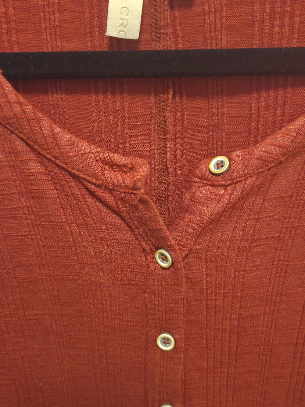 Pilcro Ribbed Button-Front Top in Rust - Picture 2 of 5